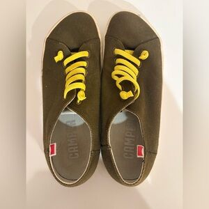 Men’s Camper Canvas Sneakers with Yellow Laces